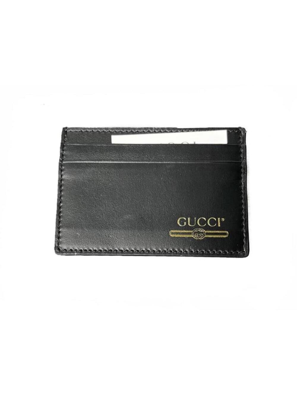 Gucci NEW Interlocking G Logo Calfskin Card Holder in Black
